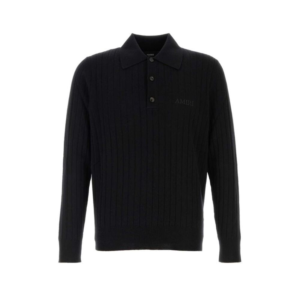 Amiri Men Black Wool Blend Polo Shirt